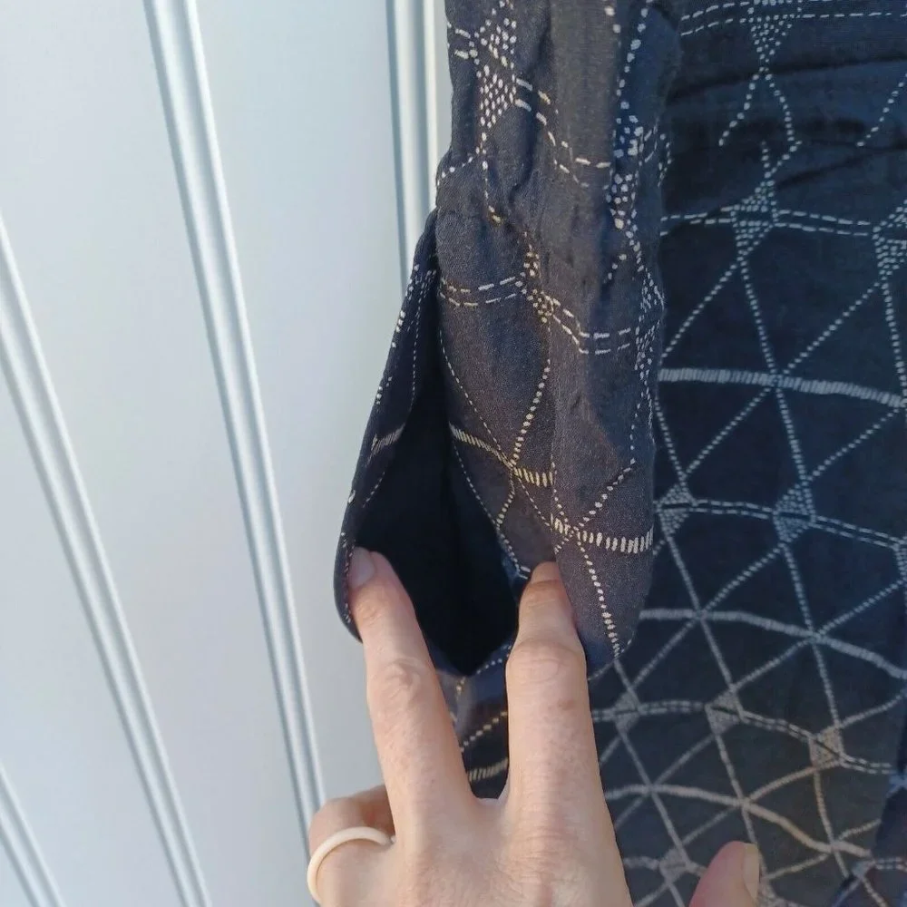 Madewell Diamond Dot  Sleeveless Jumpsuit Size XS  Black Cream Tribal Boho - Picture 11 of 11